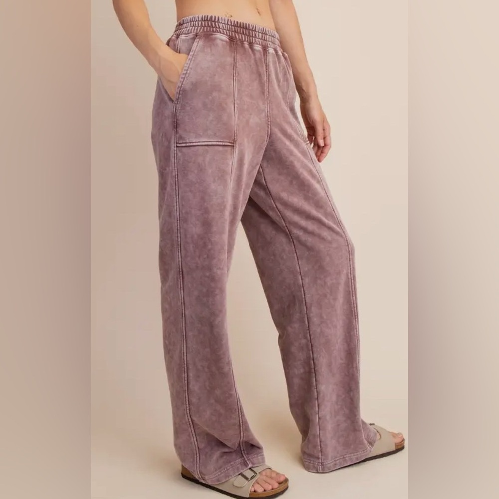 Rae Mode Women's Wide Leg Lounge Pants in Mauve